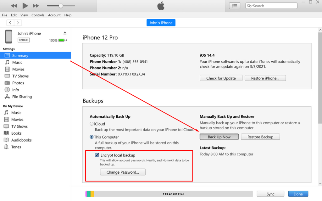 How to make a backup of an iPhone using a Windows PC?