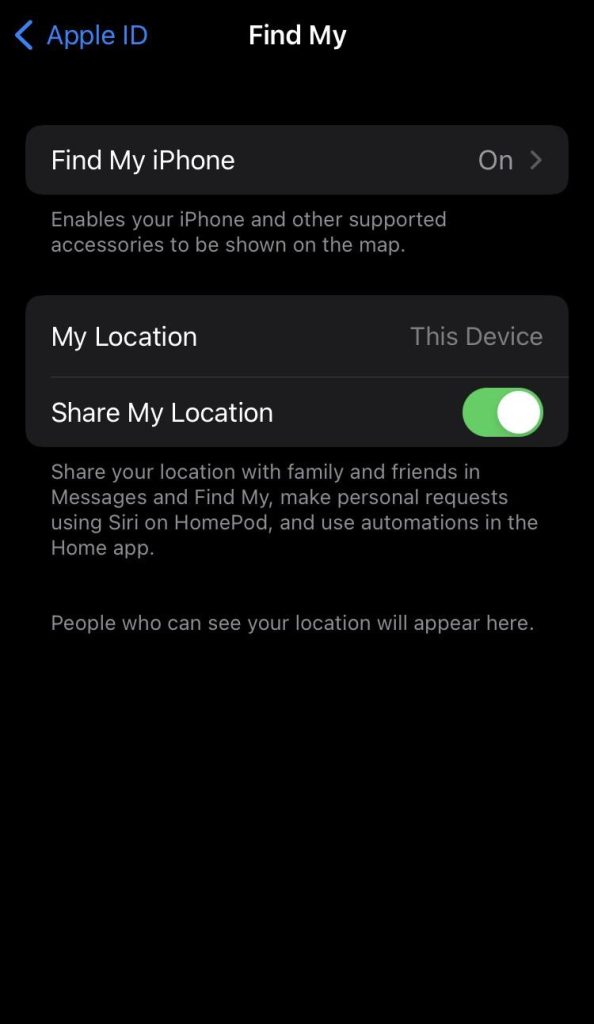 Disable Find My iPhone from general settings