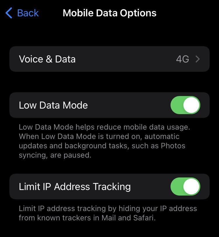 Turn Off Low Data Mode