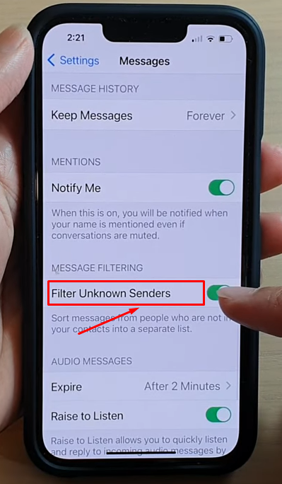  Filter Unknown Senders and turn ON the option from iphone