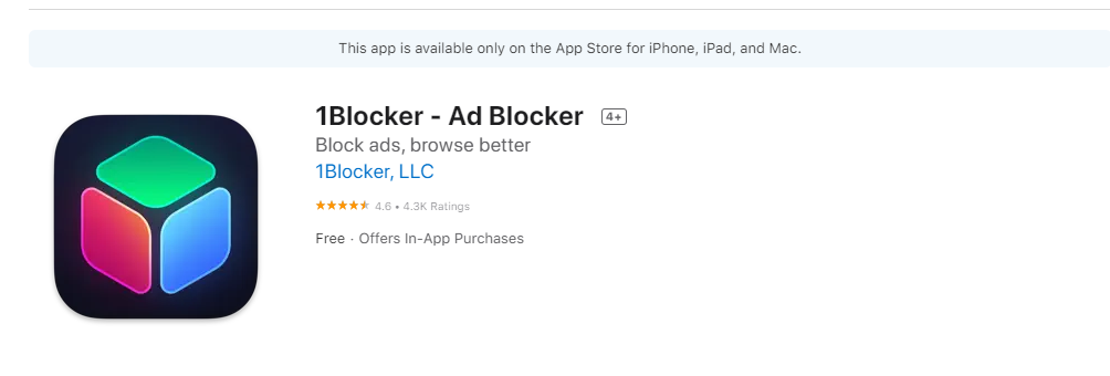 1Blocker Ad Blockers for iPhone