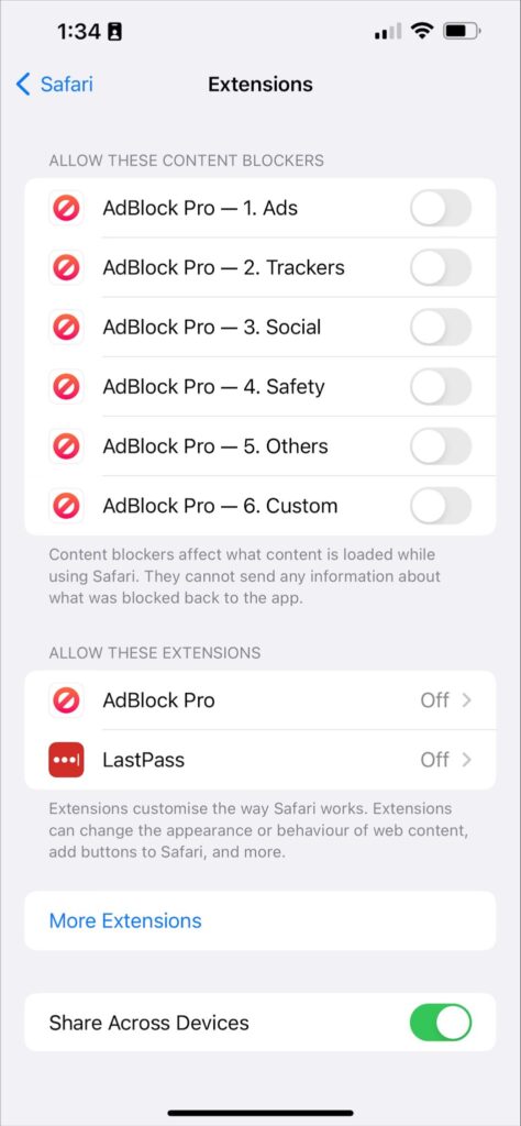 Steps to enable the ad blocker on Your iPhone