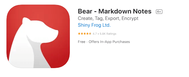 Bear – Markdown Notes for iphone