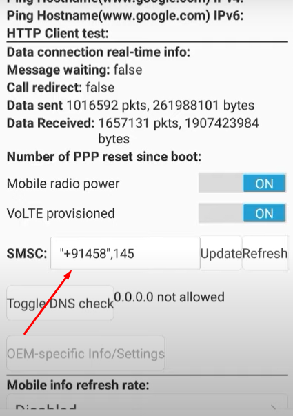 Enter the SMSC number of your carrier in the SMSC box