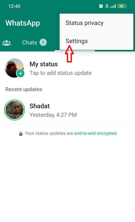 Open your WhatsApp and tap on the “Settings