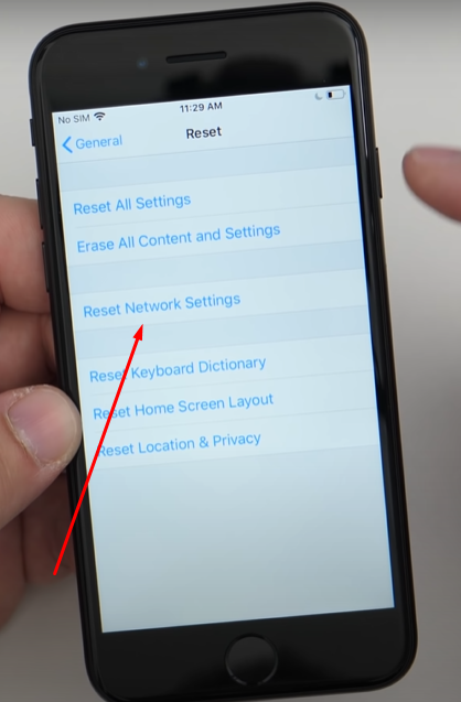 Reset the Network Settings on iphone