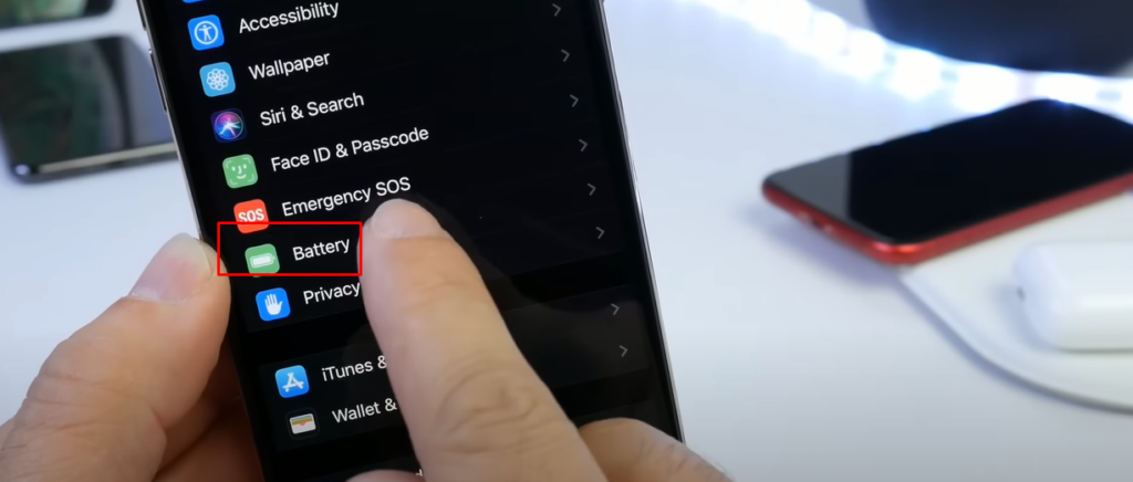 croll down and select “Battery"  to activate optimized charging on your iPhone