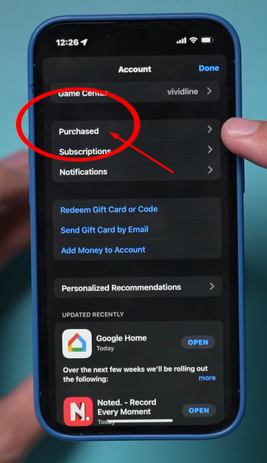  Select the Purchased tab: Finding The Deleted Apps On Your iPhone