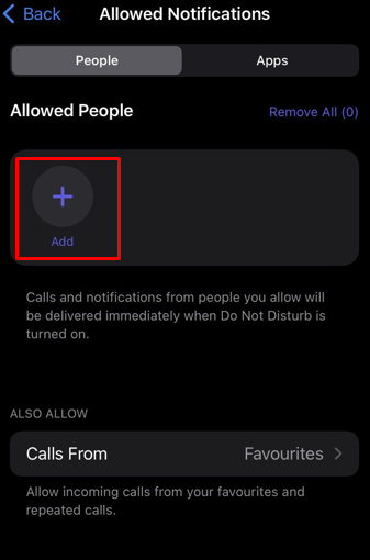 allow certain contacts to bypass Do Not Disturb mode