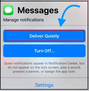 Turn Off the “Deliver Quietly” Option From The Notification Stack