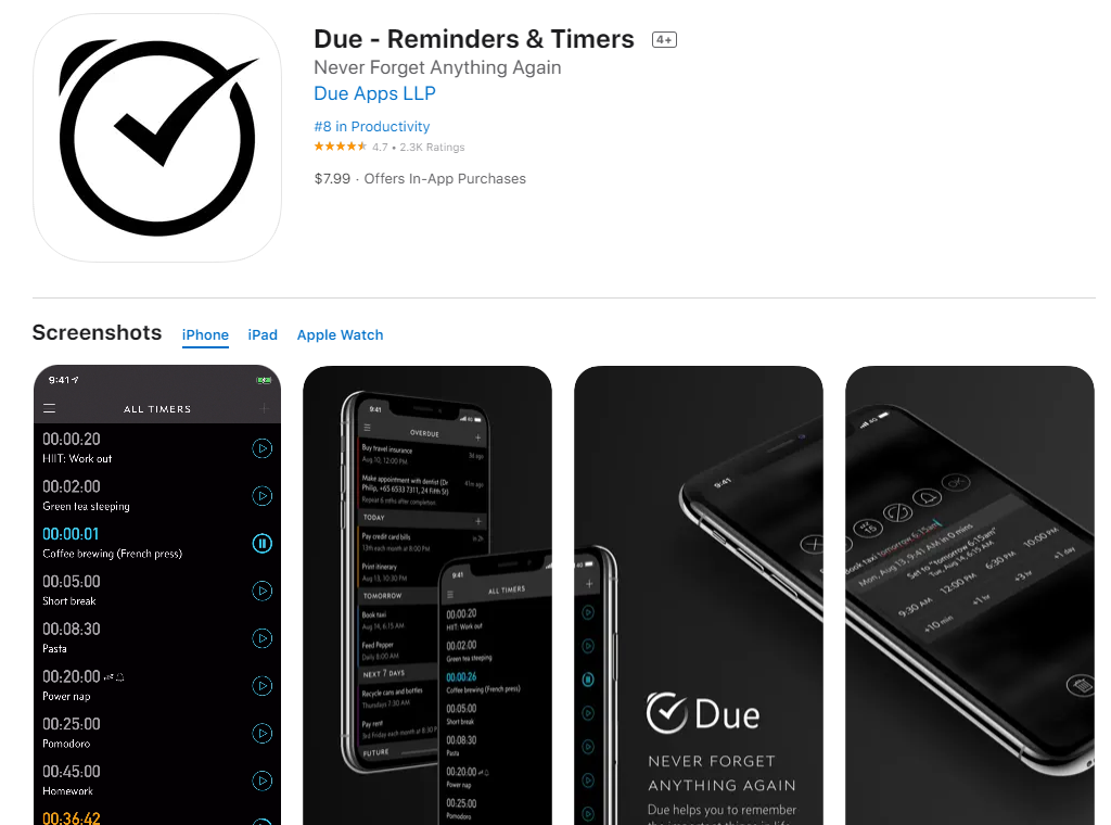 Due: Best Reminder Apps for iPhone