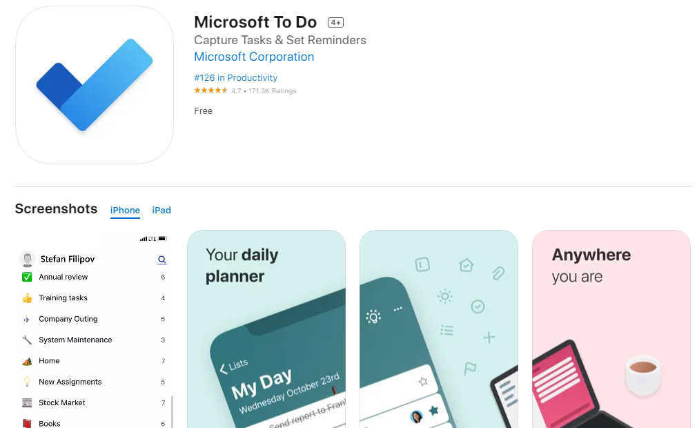 Microsoft To Do: Best Reminder Apps for iPhone