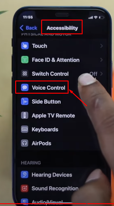 Next, go to the "voice control" option.