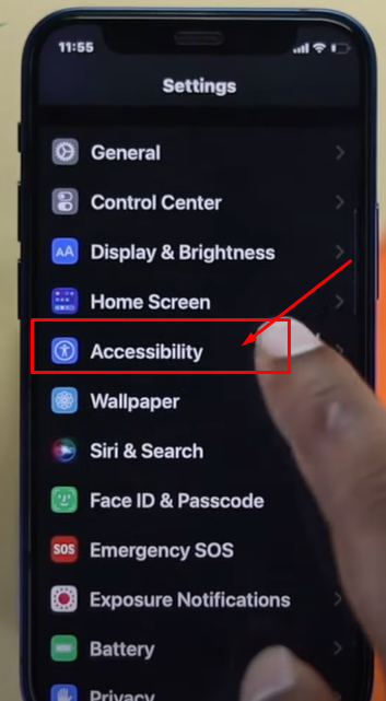 Search the "accessibility" option and tap on it