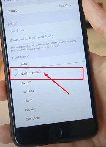 Alert tone is set as “None”, change it to default