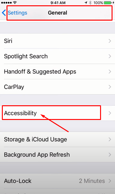 Then open the "accessibility" option