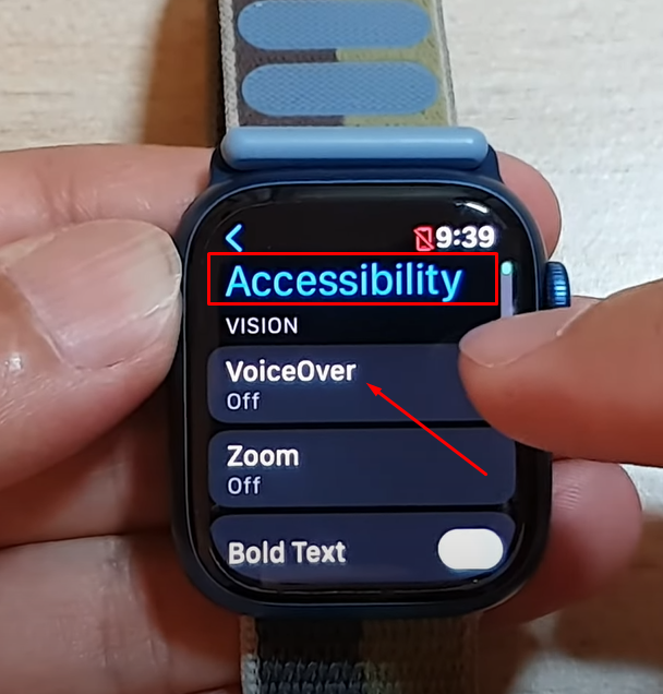 “accessibility” option from Apple Watch