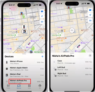 Launch Find My and Select AirPods