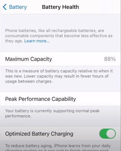 Battery health below 80%