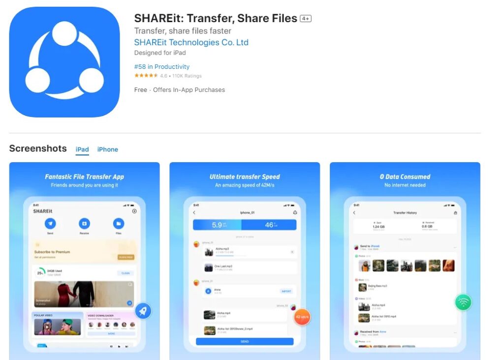 SHAREit file transfer Data From Android To iPhone