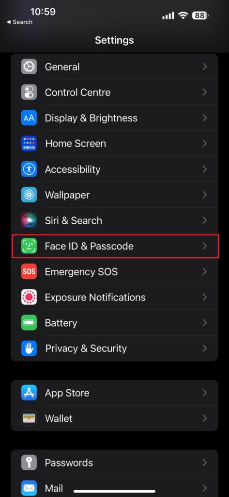 Face ID & passcode