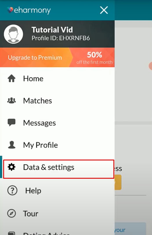 Locate “Data & settings" from the drop-down options and select it