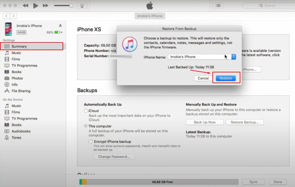 Resetting Screen Time Passcode on iPhones or iPads with iTunes