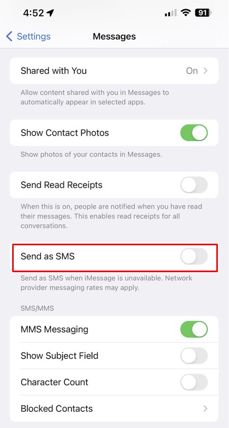 Turn On SMS