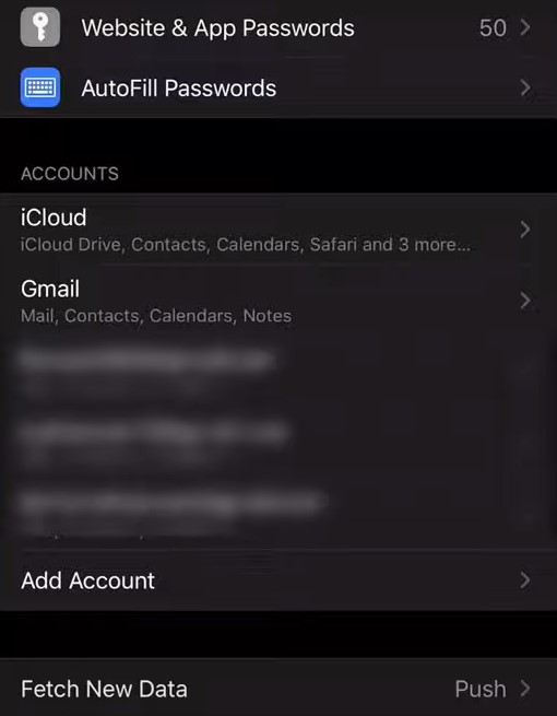 What is the Location of the iPhone's Passwords?