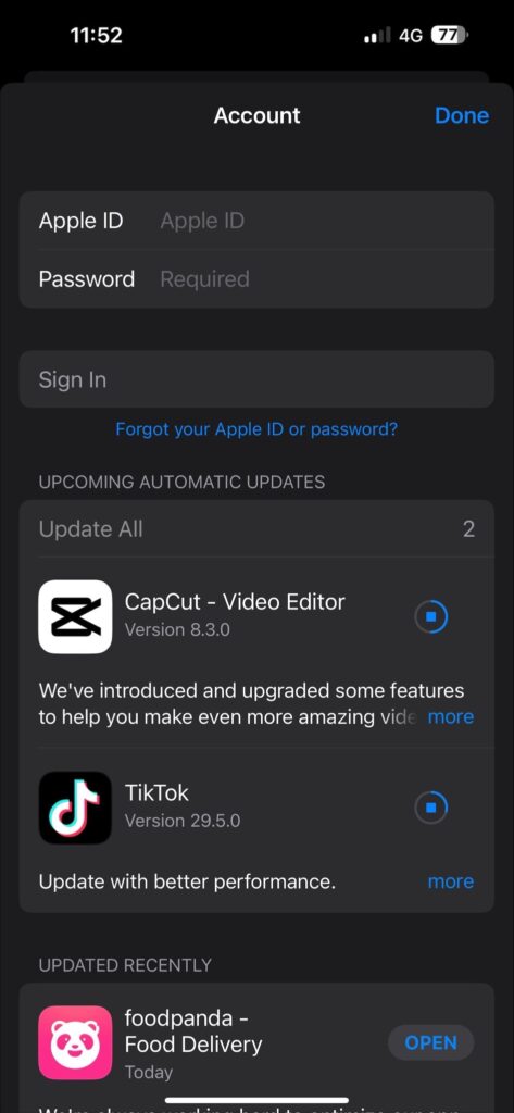 sign-in to the correct Apple ID.