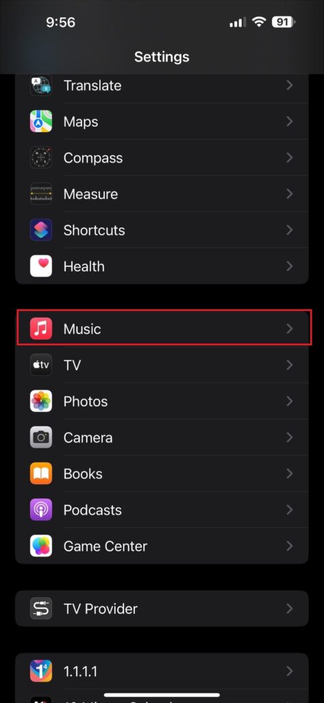 Tab Music Option