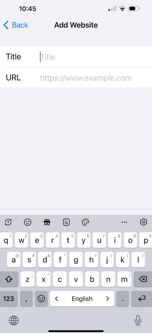 To add a new website, enter the website URL, then tap on Done