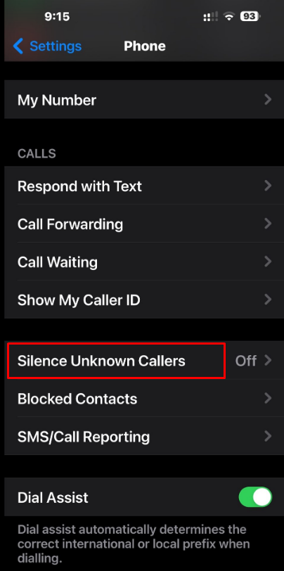 Silence Unknown Callers