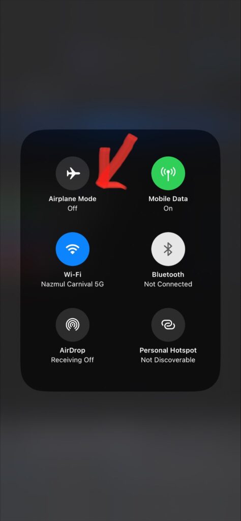 Toggle The Airplane Mode On and Off