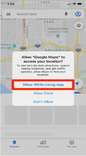 location sharing is by using Google Maps