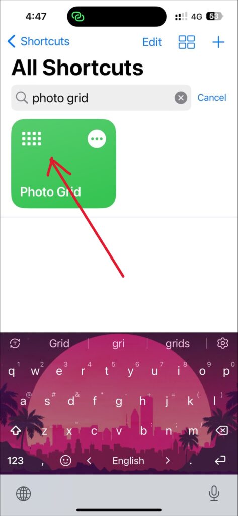 Open the Photo Grid Shortcut