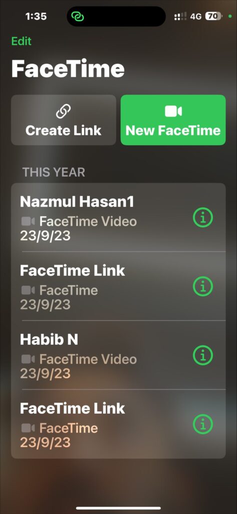 Remove all the links from the FaceTime app